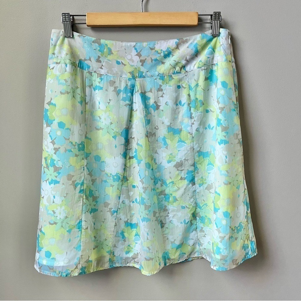 Sigrid Olsen Skirt Women's 10 Floral Green Blue Feminine Flowy Spring Summer